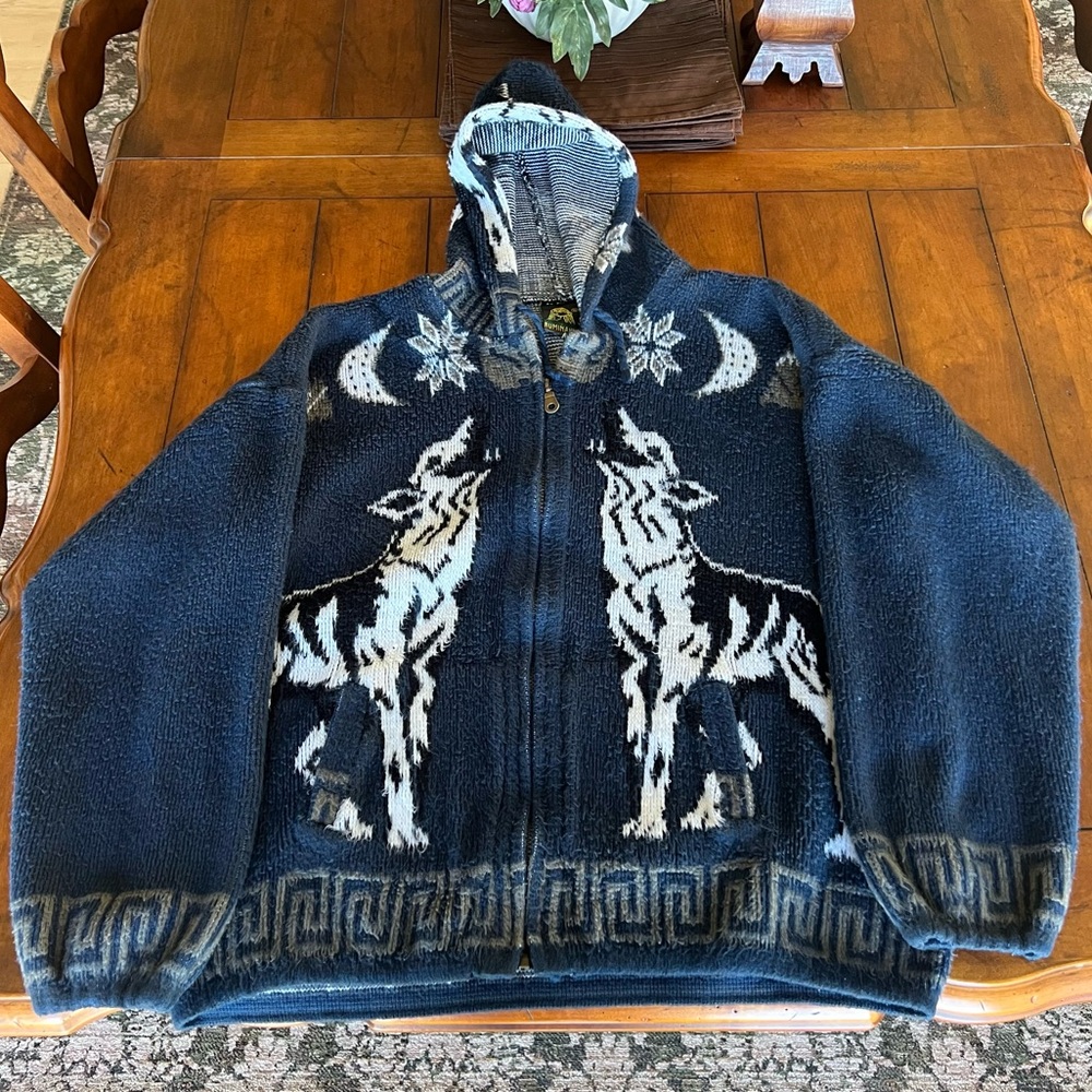 Ruminahui Knit Wool Zip Up Sweater XL